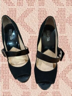 Michael Kors Black Peep-Toe Mary Jane Platform Heels
